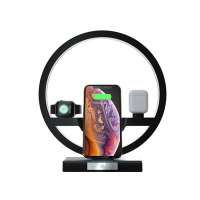 2020 Newest Mobile Phone 3 in 1 Wireless Charger Station With Night Light LED Desk Lamp