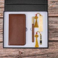 HOT SALE Business gift set Wireless charging wallet + sign pen + bookmark + USB flash drive Custom gift set